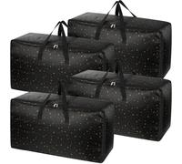 Lot de 4 bacs de rangement extra-larges avec couvercle, grands cartons de déménagement solides et étanches pour les vêtements, sacs de rangement pour la maison, sacs à linge résistants