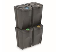 Lot de 4 bacs de recyclage Sortibox 140L Prosperplast Sortibox de couleur grise