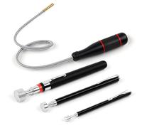 Lot de 4 baguettes magnétiques télescopiques flexibles 1,5LB 3LB 5LB 10LB | Aimant à tige avec barre télescopique et poignée antidérapante, kit de levage magnétique pour ramasser les vis et les écrous