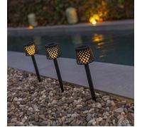 Lot de 4 Balises solaires Gretita noire - NEWGARDEN - Ajourées - Autonomes - Recharge solaire