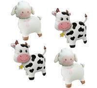 Lot de 4 ballons autoportants en forme d'animaux de la ferme - Ballons en aluminium en forme de vache avec mouton pour décoration de fête d'anniversaire de la ferme, fournitures de fête prénatale (non