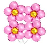 Lot de 4 ballons en aluminium en forme de fleur rose en aluminium pour printemps, baby shower, mariage, anniversaire, fête de décoration
