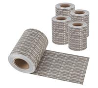 Lot de 4 Bandes de Brise-Vue Set de 4 Rouleaux de Film de Clôture Résistant aux Intempéries UV Déchirures Toile Opaque en PVC Fils de Polyester 140 m x 19 cm 26,6 m² Gris avec Aspect Rotin
