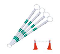 Lot de 4 Barres réfléchissantes de signalisation, barrière Extensible et réglable de 1,2 à 2 m, Barre de sécurité rétractable Verte et Blanche pour la Gestion du trafic, Usage extérieur