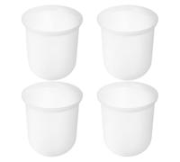 Lot de 4 bases pour brosse de toilette en plastique blanc | Fond rond anti-salissures, format 100 x 115 mm, rangement compact, pour toilettes d’hôtel et salle de bain