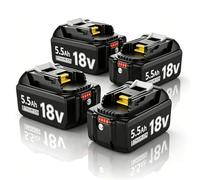 Lot de 4 batteries de rechange 18 V 5,5 Ah/5500 mAh pour Makita 18 V Li-ion BL1850 BL1850B BL1830 BL1860B BL1845 BL1835 BL1815 194205-3 LXT-400 BL1860 avec LED Werkzeugakku