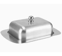 Lot de 4 beurrier rectangulaires en acier inoxydable avec couvercle Argenté | YUENPUN, Récipient de cuisine pour graisse, fermeture à rabat pratique, conservation de la fraîcheur empilable