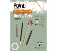 Lot de 4 Bloc encollé de 30 feuilles de papier Paint ON Mix Media Vert de Gris, 250 g/m², A4