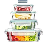 Lot de 4 bocaux alimentaires en verre, bocaux de conservation, verre borosilicaté robuste, bocaux de conservation (1 x 370 ml / 1 x 640 ml / 1 x 1040 ml / 1 x 1520 ml), bocaux en verre avec couvercle 