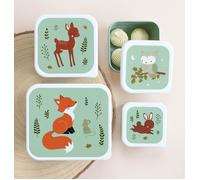 Lot de 4 boîtes à goûter Amis de la forêt vert