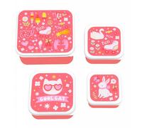 A Little Lovely Company – Boîtes à goûter Fun – Lot de 4 – Rose, Blanc, Rouge TU