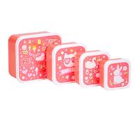 A Little Lovely Company – Boîtes à goûter Fun – Lot de 4 – Rose, Blanc, Rouge TU