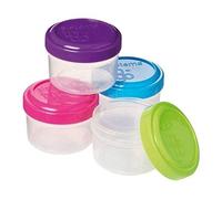 Sistema Pots à vinaigrette TO GO - Récipients alimentaires 35 ml pour sauce avec couvercle - Sans BPA - Couvercles bleu, vert, rose et violet - Lot de 4