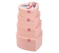Lot de 4 boîtes-cadeaux en forme de cœur, boîtes de rangement avec couvercle, boîtes-cadeaux en carton, boîtes à fleurs, boîtes de rangement, coffrets à bijoux, boîtes-cadeaux