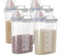 Lot de 4 boîtes de rangement de cuisine de 2,5 L, récipients de rangement avec couvercle et poignée, boîtes hermétiques pour conserver le riz, les céréales, les pâtes, la farine, la lessive en poudre,