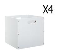 Lot de 4 Boites de rangement en bois Blanc - L. 30.5 x P. 30.5 x H. 30.5 cm