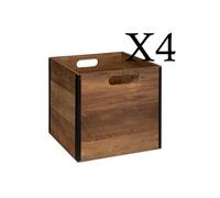 Lot de 4 boites de rangement en MDF - Longueur 31 x Profondeur 31 x Hauteur 31 cm