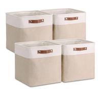 Lot de 4 Boîtes de Rangement en Tissu 30x30x30cm Avec Poignée en Cuir Synthétique pour Étagère Cube Étagères 30x BOITE DE RANGEMENT