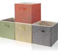 lot de 4 boîtes de rangement en tissu 33x38x33 cm - caisse pliable avec poignées, système de rangement pour armoire, étagère, casier - lot de 4 couleurs