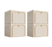lot de 4 boîtes de rangement en tissu Oxford, imperméables, pliables, 100L, compartiments, pour vêtements & armoire, sans fenêtre, beige
