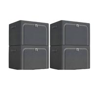 lot de 4 boîtes de rangement en tissu Oxford, imperméables, pliables, 100L, compartiments, pour vêtements & armoire, sans fenêtre, gris foncé