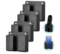 Lot de 4 boîtes de rangement murales multifonctions sans perforation pour télécommande, prise de téléphone portable, support de chargement de câble
