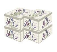 Lot de 4 Boîtes de Rangement Parfum Lavande 35×25×17,5 cm - Carton Épais, Made in Italy, Élégantes et Pratiques - Design Italien Raffiné, Faciles à Monter, avec Poignées, Pour Armoire