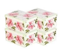 Lot de 4 Boîtes de Rangement Pivoines 35×25×17,5 cm - Carton Épais, Solides et Élégantes - Made in Italy, Faciles à Monter, Design Italien Chic, Poignées Pratiques, Idéales pour Armoire