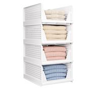 Lot de 4 boîtes de rangement pliables pour placard, bacs de rangement empilables, paniers à tiroirs en plastique pour armoire, cuisine, salle de bain, bureau, blanc, 4 l