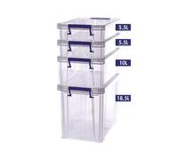 Lot de 4 Boîtes de rangement Professionnelles 2 x 5,5 l / 1 x 10 l / 1 x 18,5 l