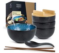 Lot de 4 bols à ramen Moritz & Moritz, bleu réactif, avec couvercles et cuillères