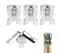 Lot de 4 bouchons à Champagne en acier inoxydable, garde bulles avec silicone alimentaire, bouchon bouteille réutilisable pour Champagne, Vin Mousseux, Étanchéité longue durée, facile à nettoyer