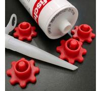 Lot de 4 bouchons d'étanchéité octogonaux rouges en silicone pour buses de bouteille de colle standard, tubes de petit diamètre pour stockage d'adhésifs