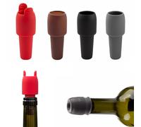 Lot de 4 bouchons réutilisables pour bouteille de vin pétillant avec poignée - Bouchons de vin en silicone pour bière, champagne, prosecco et usage domestique