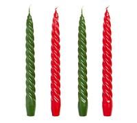 Lot de 4 bougeoirs de luxe italiens torsadés en spirale Rouge et vert, Rgreen