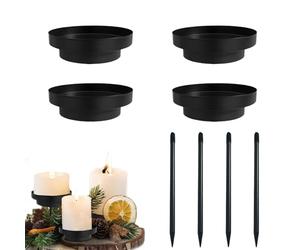 Lot de 4 bougeoirs de Noël noirs, double fonction chandelier pour couronne de l'Avent ou porte bougie de table, pièce maîtresse de Noël élégante bougeoirs décoratifs