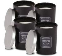 Lot de 4 bougie parfumée à l'ambre noir/gingembre, cadeau d'arôme, bougie 2 mèches en pot noir avec couvercle chromé - Diamètre 10 x Hauteur 12.5 cm- JUANIO - Noir G