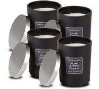 Lot de 4 bougie parfumée à thé vert et menthe , cadeau d'arôme, bougie 2 mèches en pot noir avec couvercle chromé - Diamètre 10 x Hauteur 12.5 cm- JUANIO - G