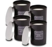Lot de 4 bougie parfumée en velours rose et oud, bougie en cire naturelle, bougie 2 mèches en pot noir avec couvercle chromé - Diamètre 10 x Hauteur 12 cm- JUANIO - G