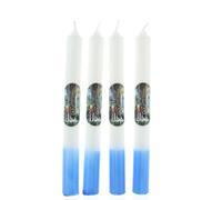 Lot de 4 bougies blanches et bleues de l'Apparition de Lourdes 2x19cm - Bougie de dévotion - Culte Chrétien en Cire végétale