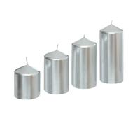 Lot de 4 bougies de l'Avent Satin 12cm Argent