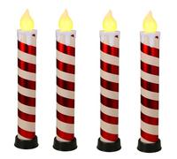 Lot de 4 bougies LED Candy - 83 cm - XXL - Avec minuterie - Pour | BURI, Or, minuterie, décoration de Noël, bougie à tige résistante aux intempéries, blanc chaud, effet vacillante, durable