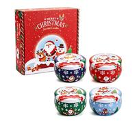 Lot de 4 bougies parfumées de Noël, cire de soja, cadeaux d'aromathérapie | Cire de soja naturelle, 4 parfums festifs, durée de combustion de 8 à 10 heures, boîtes réutilisables