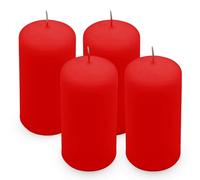 Lot de 4 bougies piliers en cire véritable - 10 x 5 cm - Rouge - Bougie bloc de 10 cm pour couronne de l'Avent - Durée de combustion de 25 heures - Décoration de table - Bougie cylindrique - Bougie