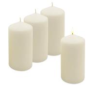 Lot de 4 bougies piliers en cire véritable - 15 x 7 cm - Blanc crème - Bougie bloc pour couronne de l'Avent et lanternes - Décoration de table - Bougie cylindrique - Bougie cylindrique - Sans parfum