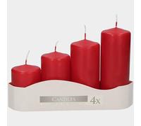 Lot de 4 bougies piliers rouges non parfumées de différentes tailles | Pour la couronne de l'Avent et les dimanches de l'Avent, en cire, idées cadeaux de Noël et de l'Avent