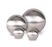 Lot de 4 boules de jardin en acier inoxydable mat brossé - 10/15/20 cm - Boule creuse décorative en métal argenté - Décoration de jardin ronde