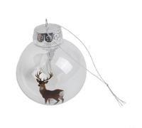 Lot de 4 boules de Noël en plastique effet cristal 7 cm | Détails d'animaux complexes, pour une finition cristalline, plastique, taille de 7 cm, pour arbre ou table
