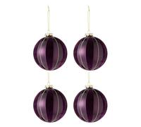 Lot de 4 Boules de Noël Velours Eva 10cm Mauve