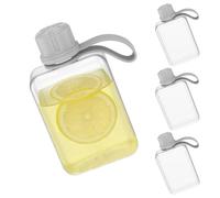 Lot de 4 bouteilles d'eau plates de 240 ml - Petit paquet familial - Avec poignée antidérapante - Bouteille d'eau fine pour le sac - Petite ouverture pour les trajets - Randonnée - Camping - Gris